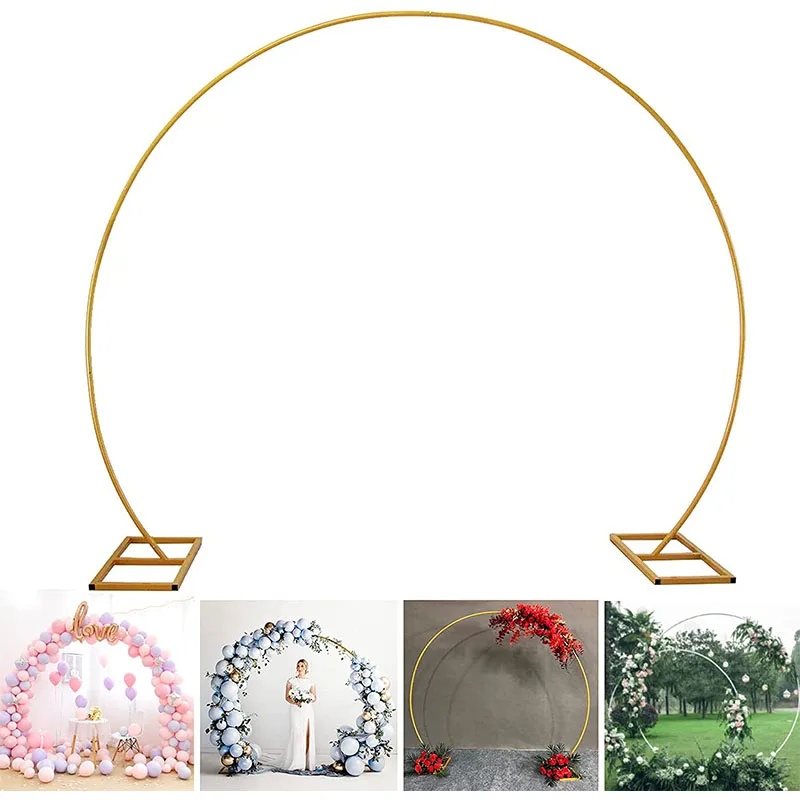 

Round Metal Iron Arch Wedding Backdrop Stand Arch for Ballons Frame Birthday Party Decor Artificial Flower Stand Shelf Door Arch