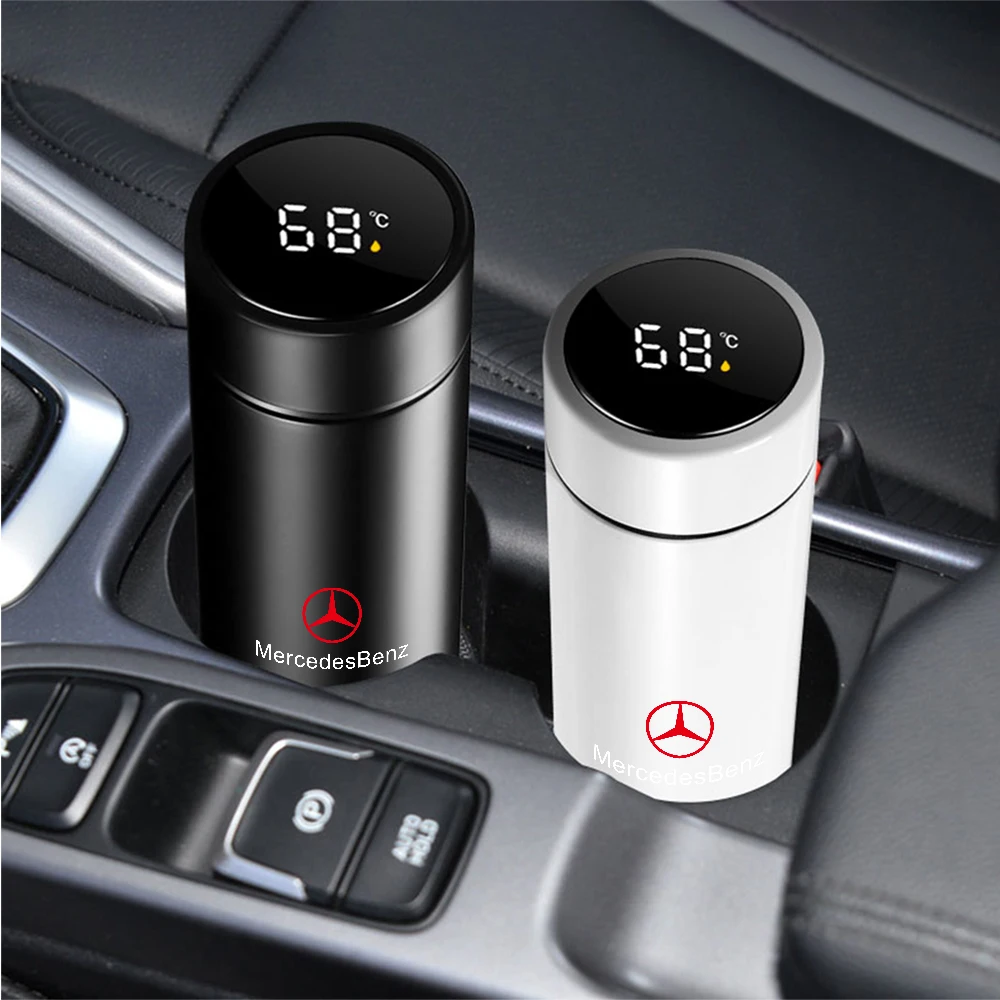 Smart Touch Screen Stainless LED Leak Proof Thermo Mug Accessory For Mercedes Benz AMG W126 W140 W190 W222 4MATIC W204 W212 W213