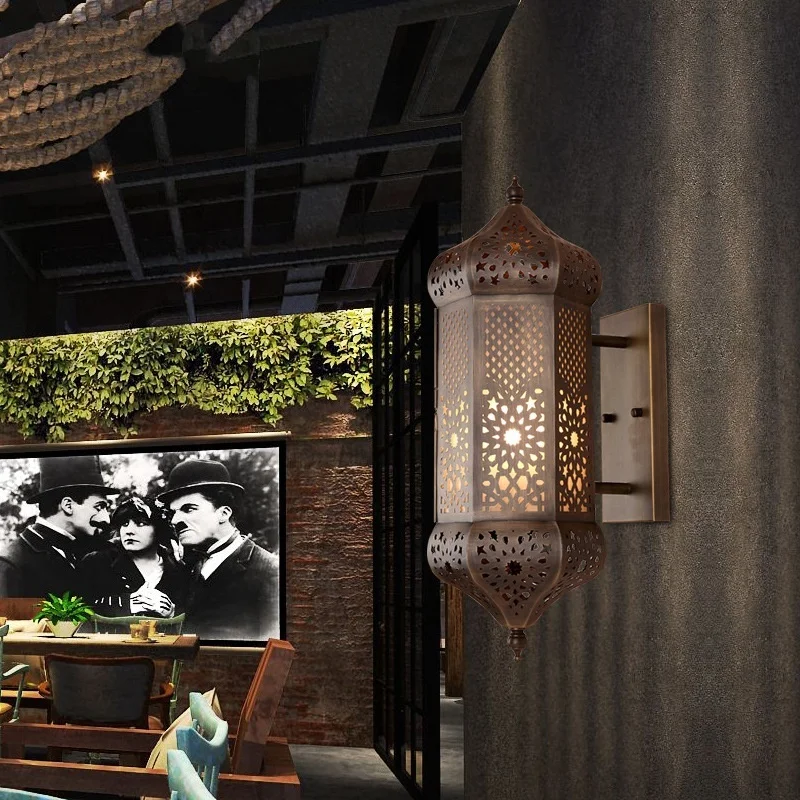 

Светодиодный медный настенный светильник в современном мусульманском стиле, для внутреннего и наружного использования, латунный, для виллы, двора, водонепроницаемый, декоративное освещение
