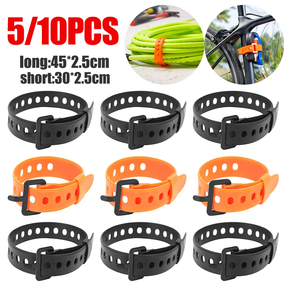 Cinturón de viaje atado de goma duradera, correa de pestañas para equipaje, hebilla de almacenamiento de carga para acampar y senderismo, 5/10 piezas