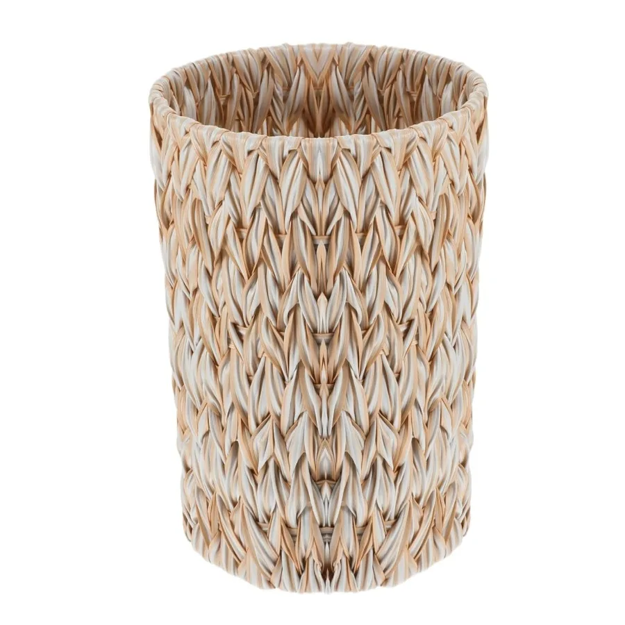 

Wicker Trash Can Made of Water Hyacinth for Small Bathroom Decorative Boho Waste Basket with Woven Design Ideal for Bedroom Bat