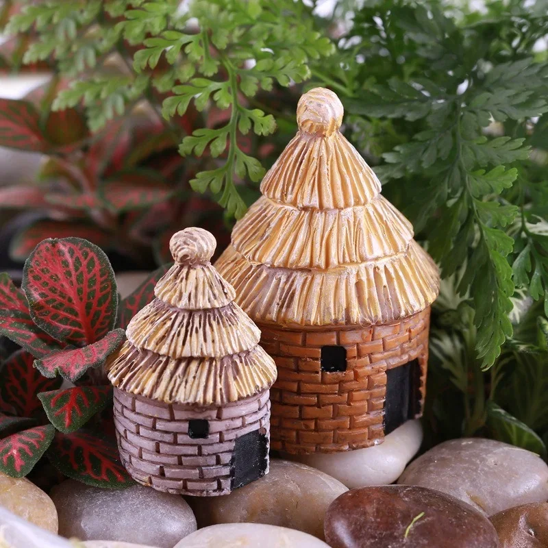 1PC Thatched Cottages House Miniature Fairy Garden Home Houses Decoration Mini Craft Micro Landscaping Decor DIY Accessories