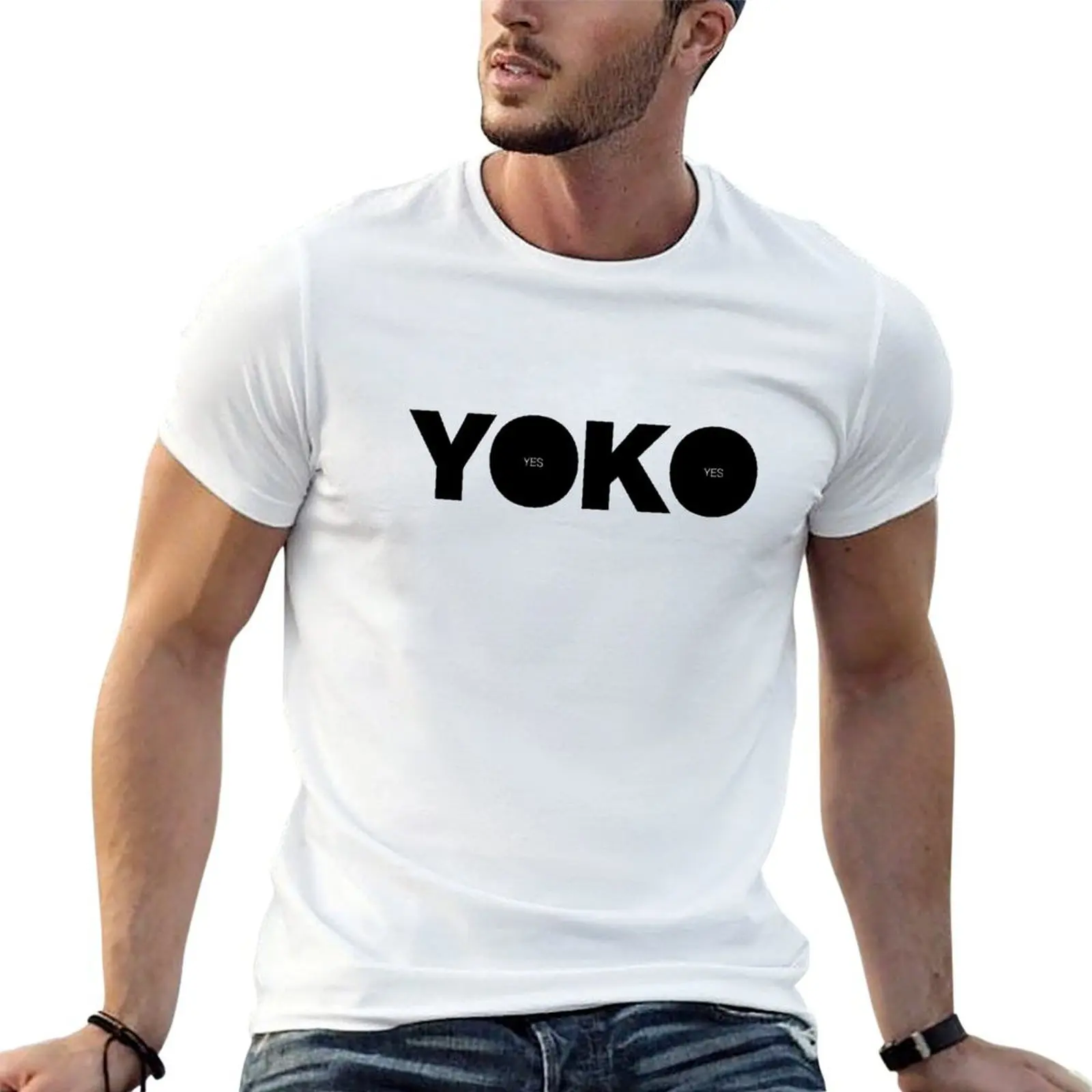 يوكو أونو - نعم تي شيرت تي شيرت للرجل جرافيك مضحك مطبوعة تي شيرت للرجال تي شيرت رجالي 100% قطن فاخر ماركة تي شيرت #1