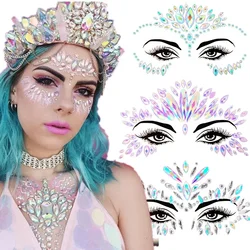 3D seksi yüz dövme çıkartmalar geçici dövmeler Glitter sahte dövme Rhinestones kadınlar için parti yüz mücevherleri dövme yüz mücevherleri dövme