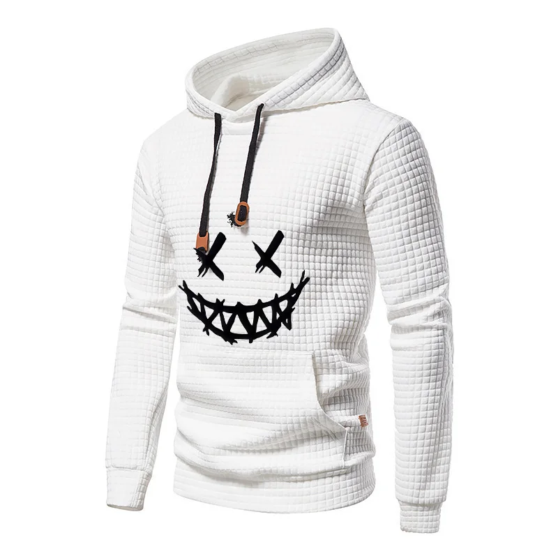 

New autumn solid-color pullover hoodies for men and women, personalized patterned printed sports hoodies, loose couple tops for