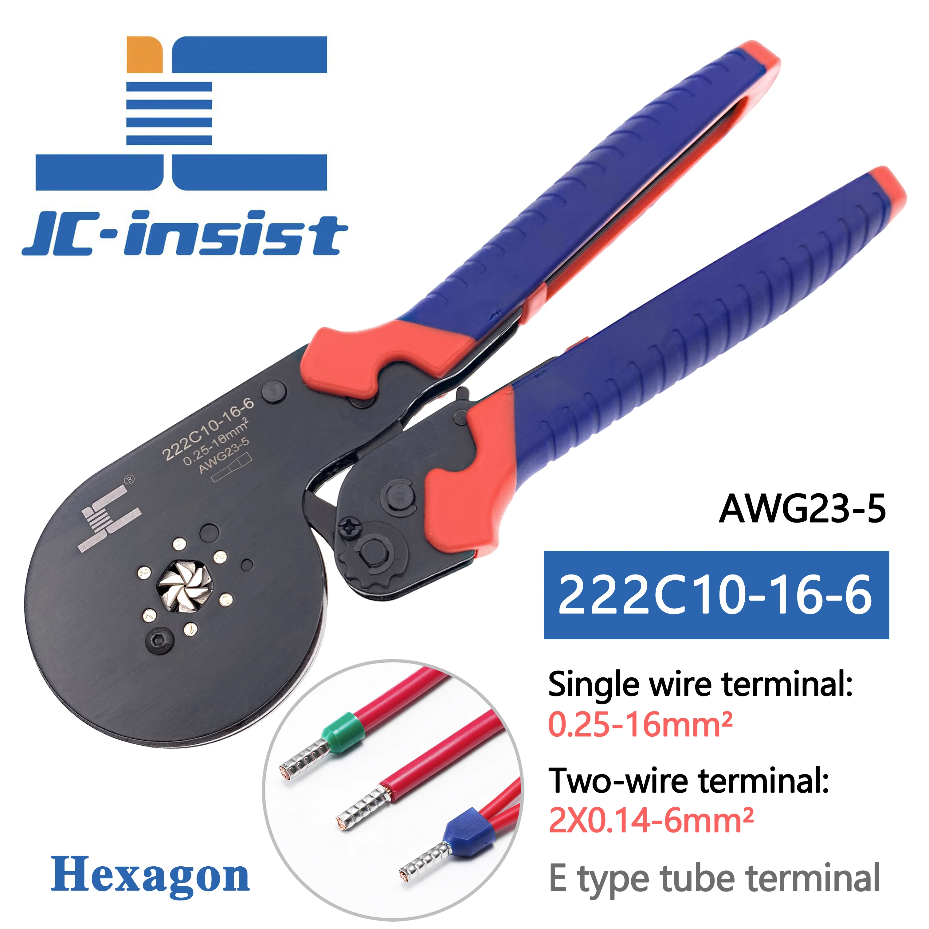 Tubular Terminal Crimping Pliers 0.25-10mm2 0.25-16mm2 quadrilateral hexagon