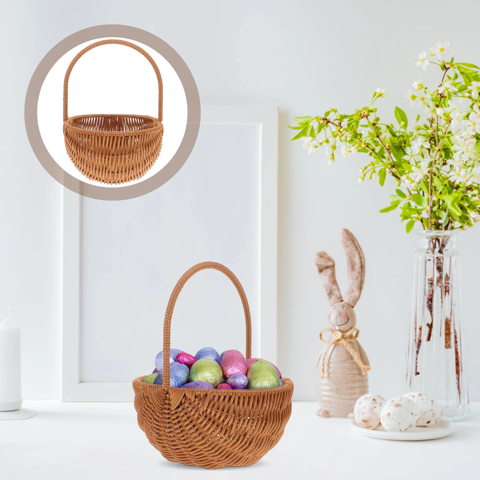 

Mini Woven Easter Basket for Candy Storage and Party Decor, Handcrafted Rectangular Design Ideal Home Kindergarten Decoration