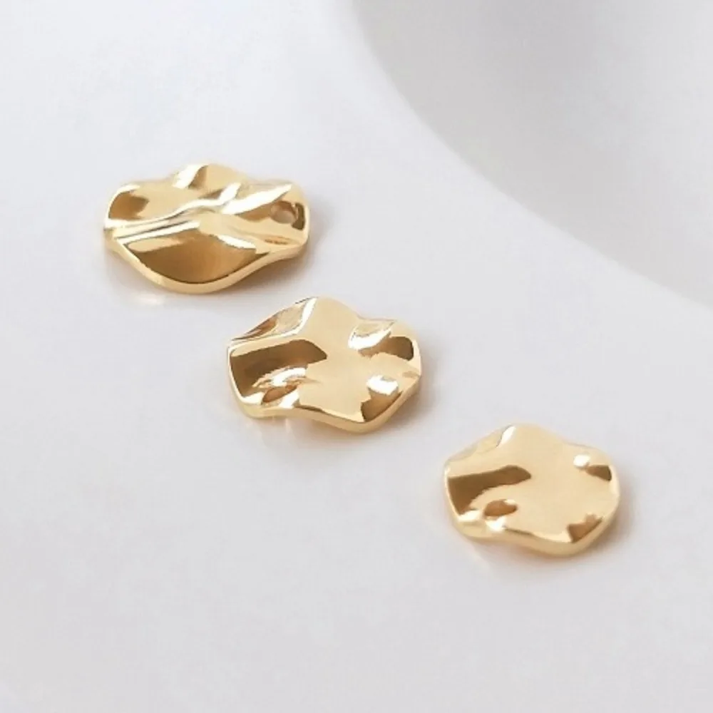 2 قطعة سحر النحاس 14K الذهب اللون موجة منحني القرص قلادة DIY الأذن مجوهرات أقراط قلادة قلادة الملحقات