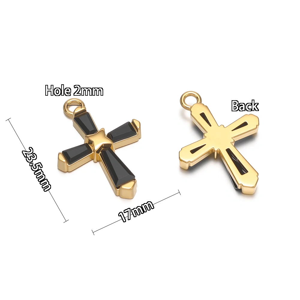 4 Stück Edelstahl-Zirkon-Schwert-Kreuz-Anhänger für Halsketten, Zubehör für die Herstellung von Ohrringen, DIY-Schmuckzubehör – Detail 3