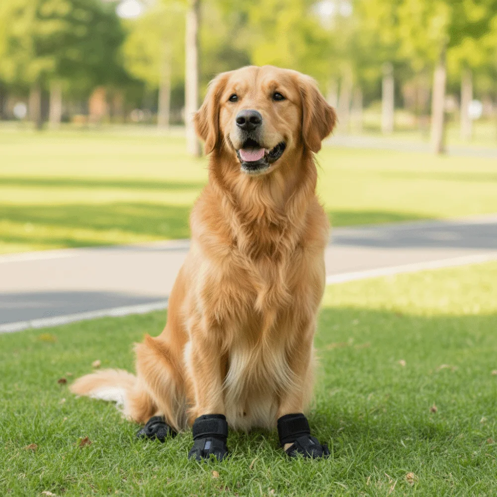 

Набор из 4 регулируемых противоскользящих ботинок для собак: износостойкие, удобные, дышащие, самоклеящиеся защитные накладки на лапы для домашних животных