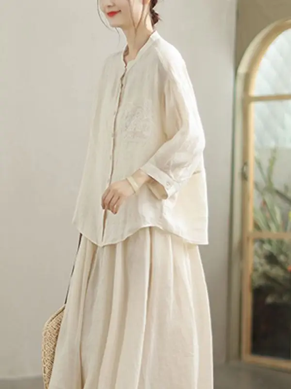 Artistiek Casual Kant Splitsen Dunne irt Grote Maat Dames Zevenkwart Sve Knop Opstaande Kraag Open Vest Lente