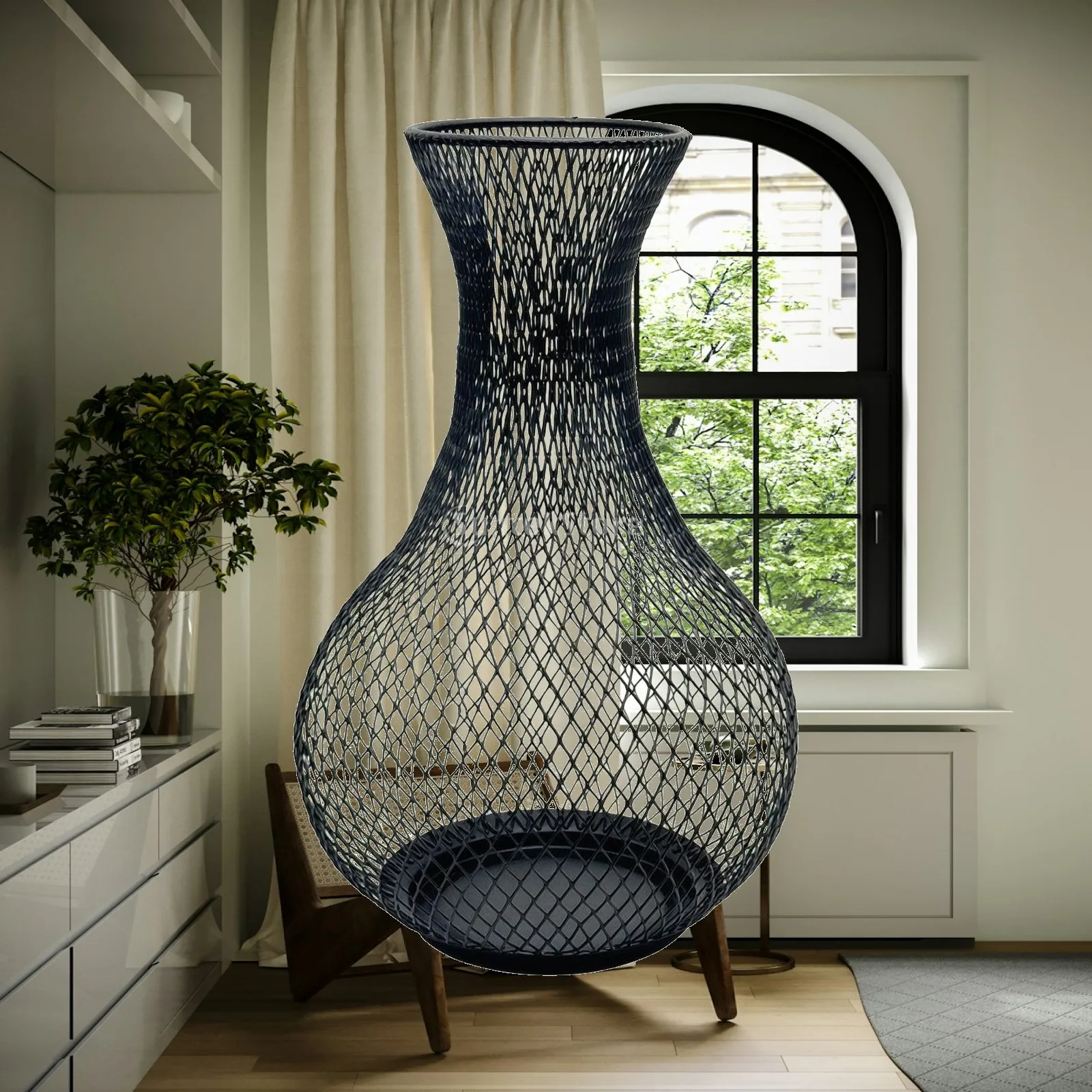 Sturdy Iron Wire Cork Keeper Basket Vase Silhouette for Countertop Shelf Storage