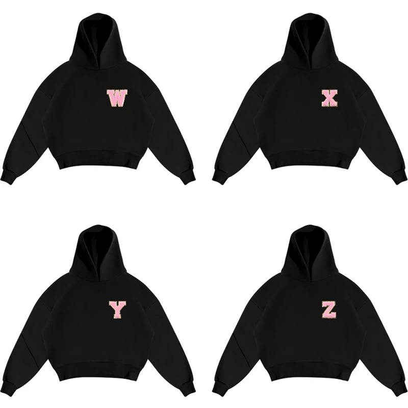 

2025 Plain Pullover Hoodies Unisex Wholesale Hooded Sweatshirt Men 26 Letters Graphic Black Street Hoodie For Men Sports Fitness