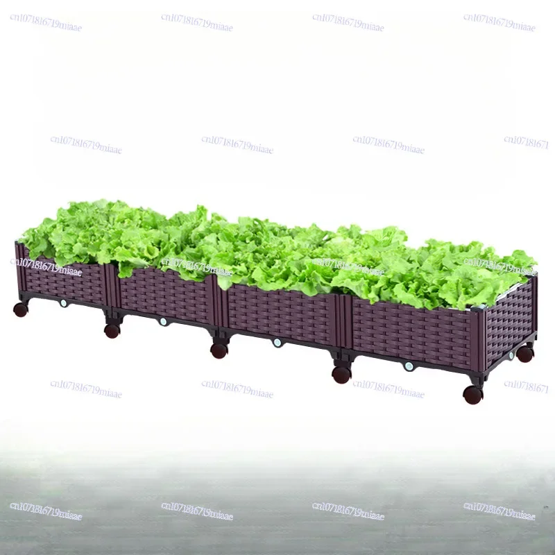 Balcony Planting Box  Home Indoor Vegetable Garden With Universal Wheels  Movable Combination Flower Pot  Large Size garden tool