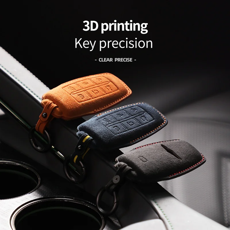 For Genesis  G70 G80 G90 2017 2018 2019 2020 6Buttons Alcantara Car Key Case Cover Auto Protector Accessories