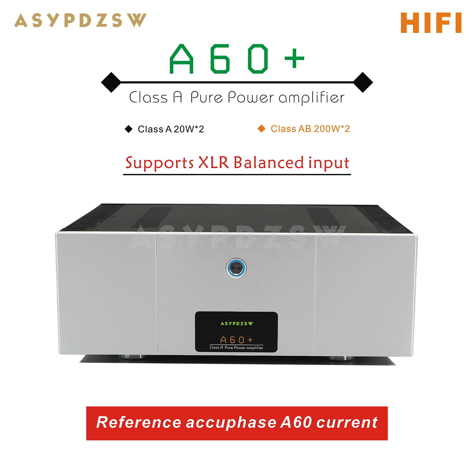 

High power HIFI A60+ Pure class A Power amplifier Reference accuphase A60 current 200W*2 Supports XLR input