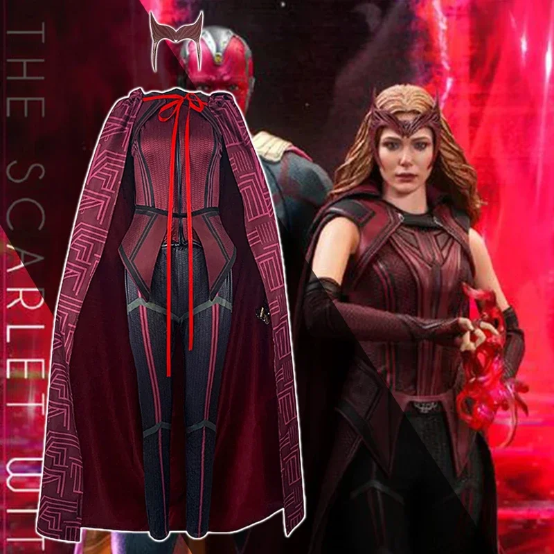 Cafele Wanda Vision Scarlet Witch przebranie na karnawał dla kobiet karnawałowy garnitur maska wykonany na zamówienie kostium na Halloween wysokiej jakości