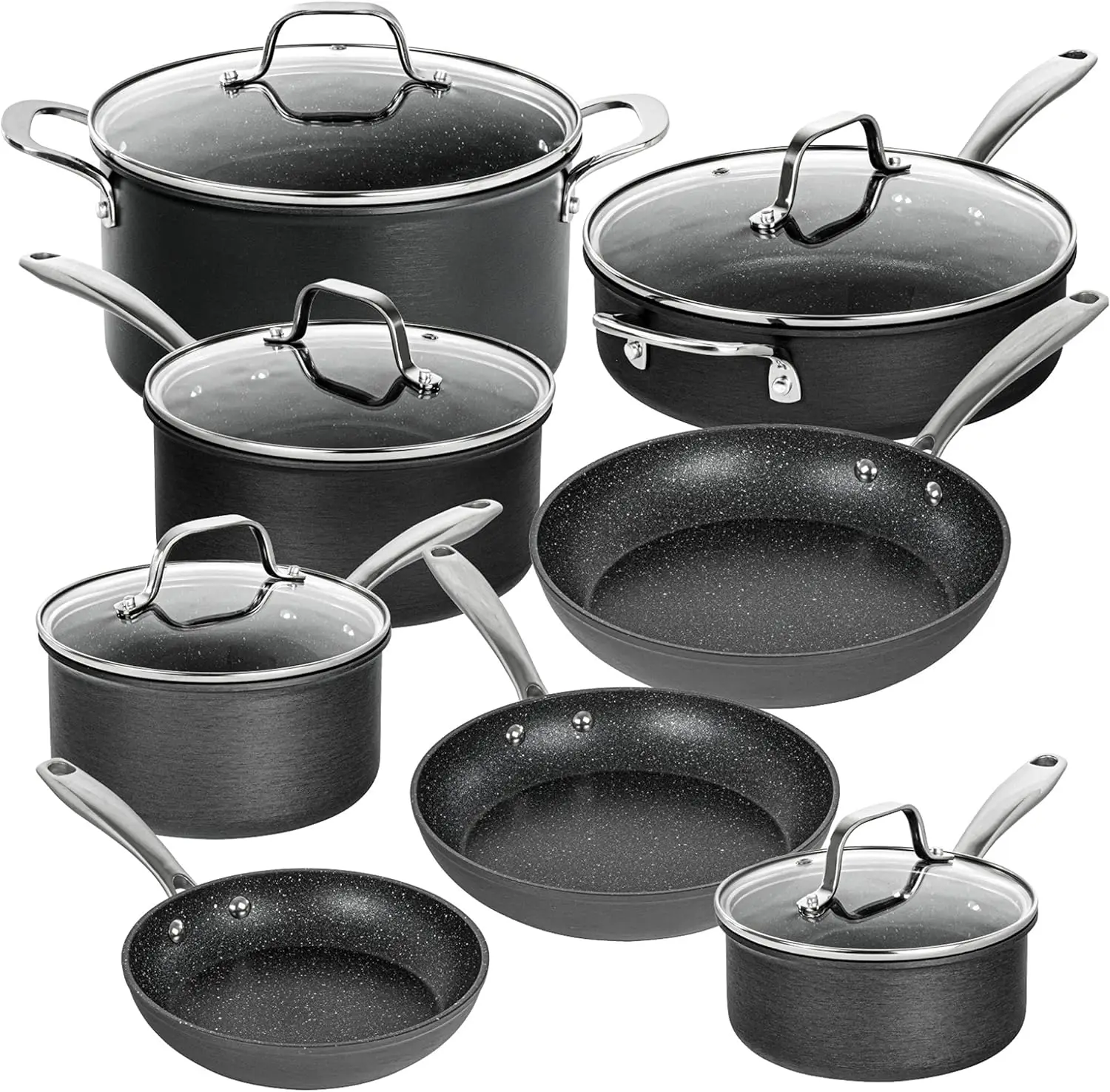 

13 Pc Pots and Pans Set Non Stick Cookware Set Kitchen Cookware Sets Pot and Pan and Pot Hard Anodized Non Stick Pots