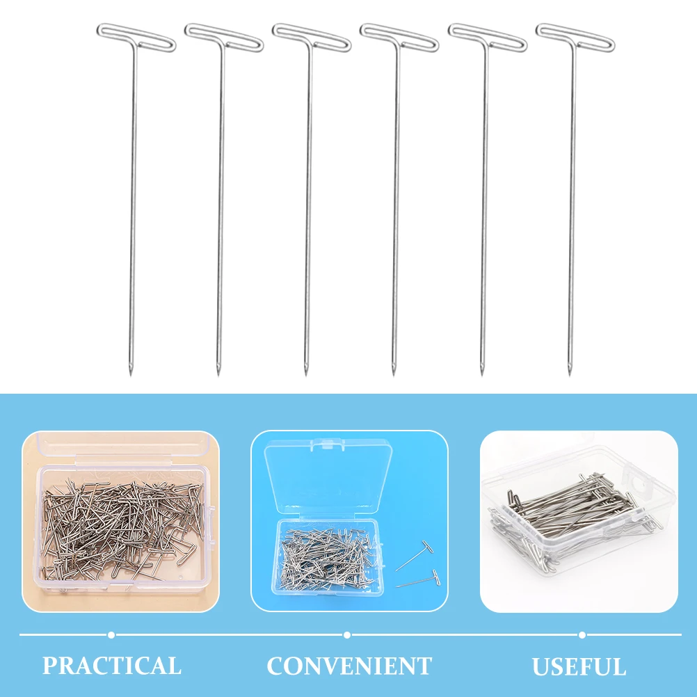 

200pcs T Shaped Needle 51mm Metal Durable Hair Extension Tools Reusable Blocking Pins For Making Modeling Knitting Easy