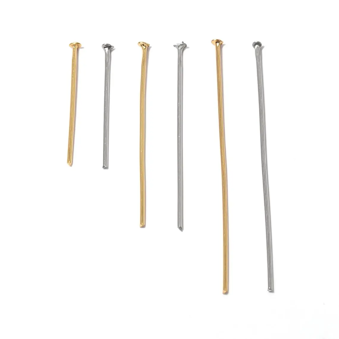 

50pcs/bag 20 30 40mm Stainless Steel Flat Head Pins Golden Silvery Headpins For Jewelry Findings Making DIY Supplies