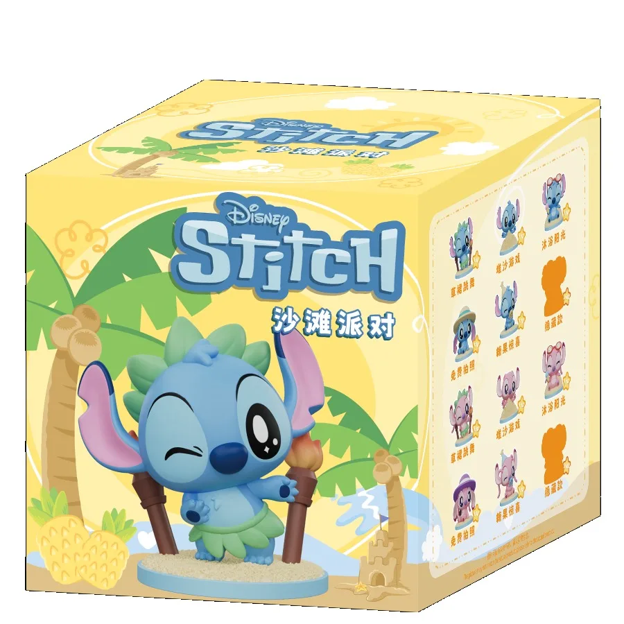 

New Original Genuine Lilo & Stitch Beach Party Series Cute Grain Blind Box Anime Cartoon Desktop Decor Birthday Gift Kid Toys