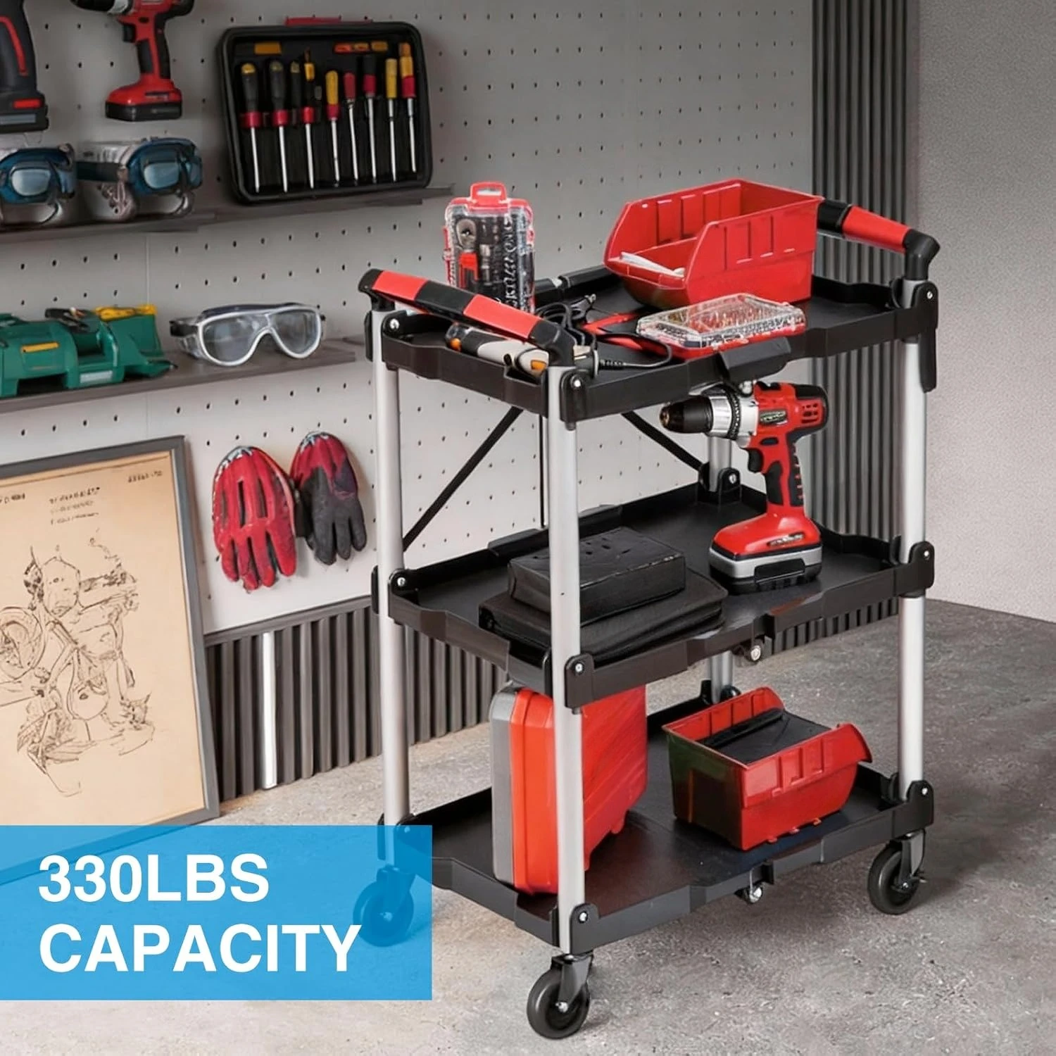รถเข็นอเนกประสงค์แบบพับได้ 3 ช - Tools For Garage Workshop บทวิจารณ์และราคา