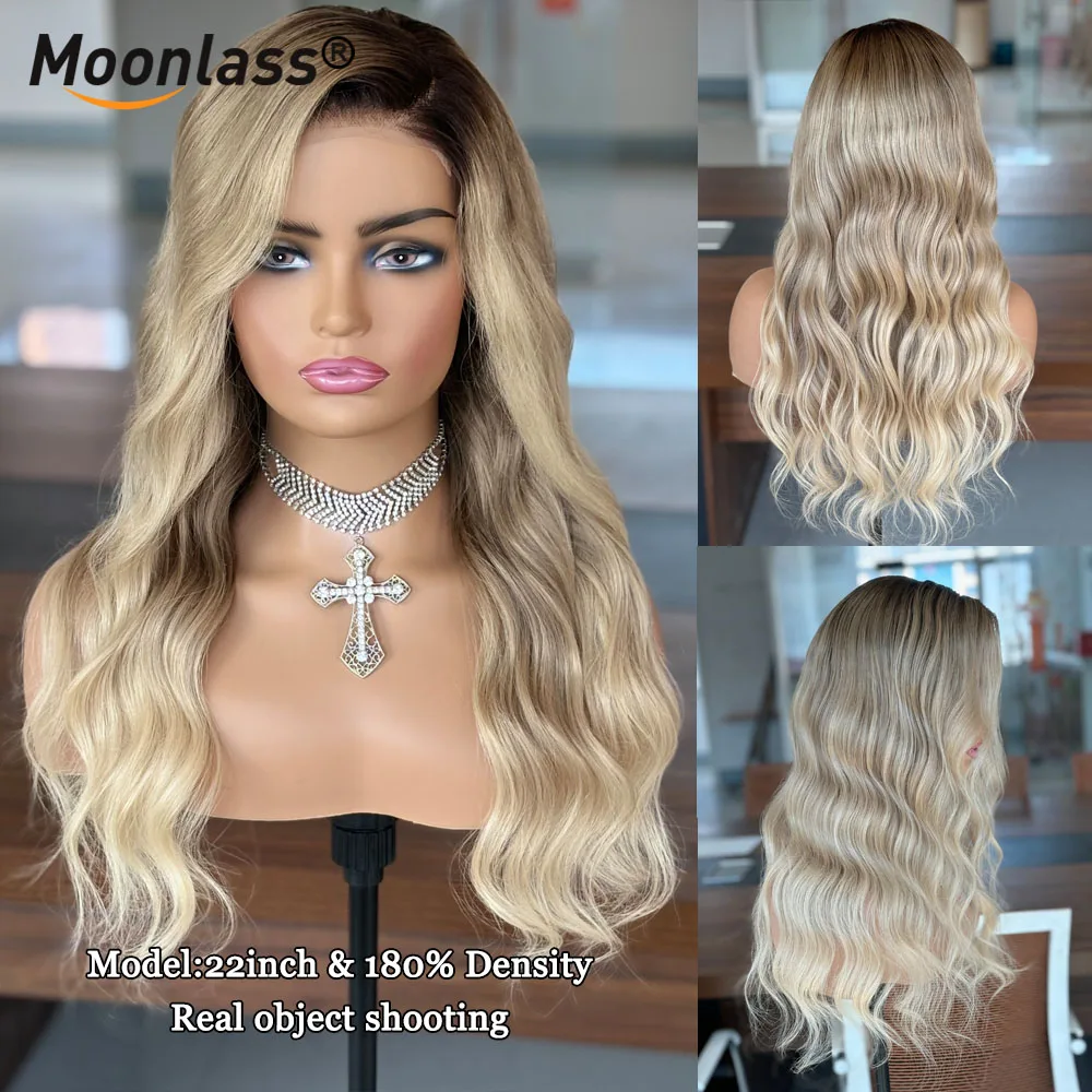 

Highlight Ombre Blonde 13x6 Lace Front Wig Cream Blonde Body Wave 100% Human Hair Vanilla Blonde Balayage 200% Density Remy Wigs