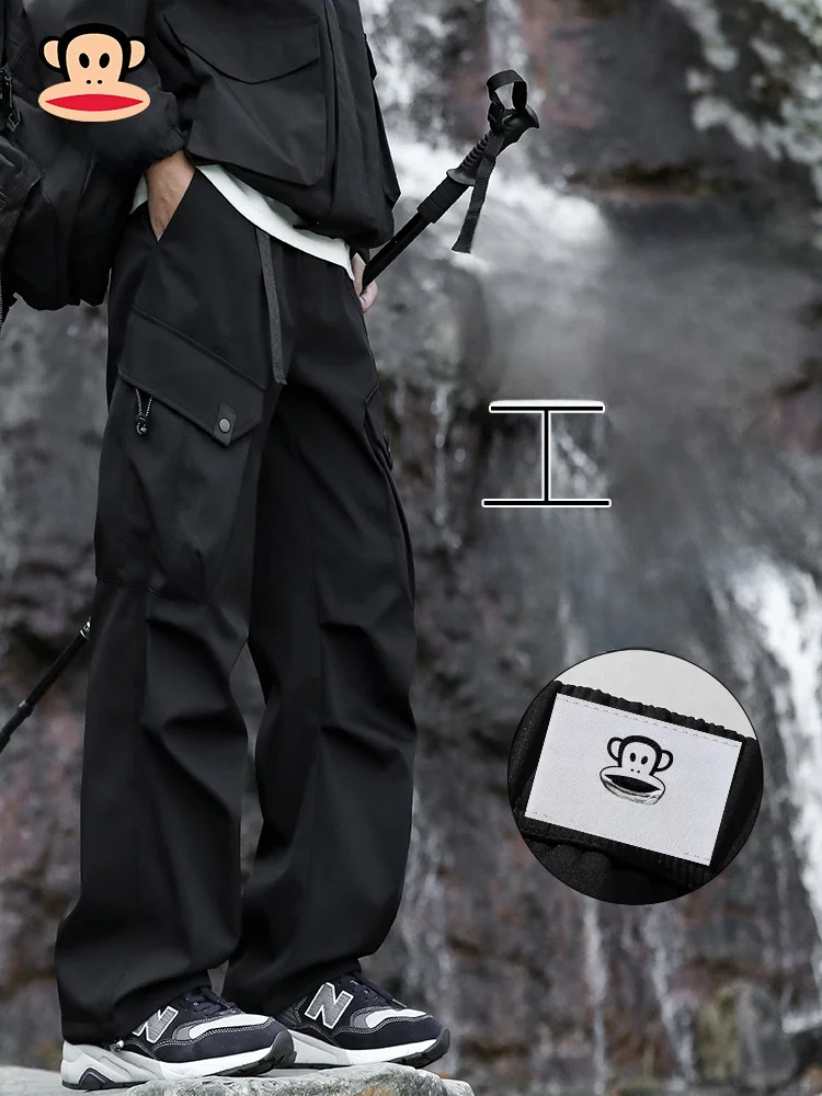 

PaulFrank Loose Fit Mountain Climbing Work Pants for Men Outdoor Casual Trousers with Big kets Spring Trendy Brand