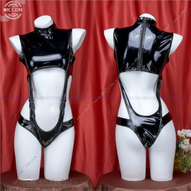 Hollow Patent Leather Jumpsuit Cosplay Costume Anime Two Dimensions Nijigen Woman Adult Daily Outfit Role Play Sexy Dating