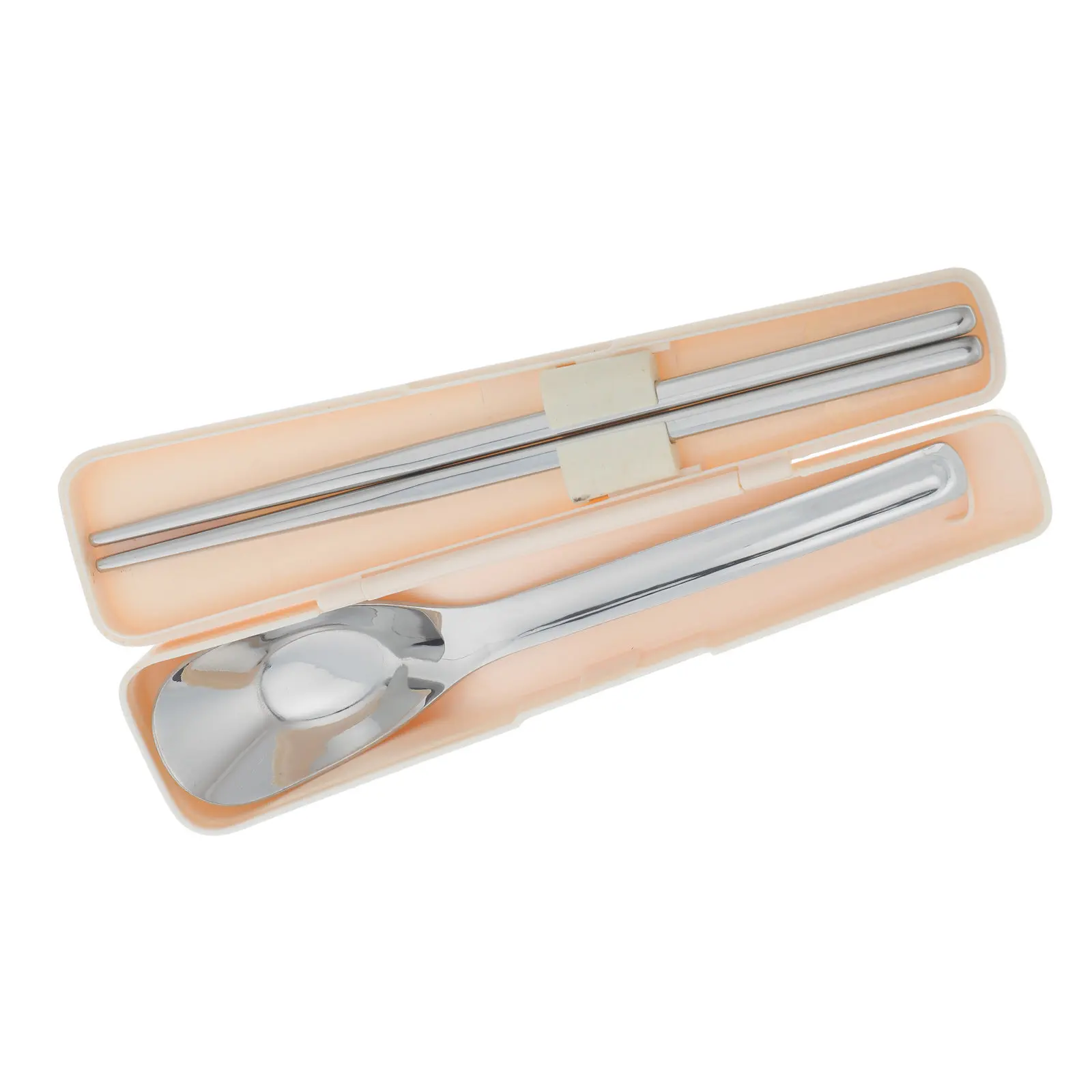 1Set Portable Cutlery Set Stainless Steel Asian Flatware Square Head Spoon Long Handle Chopsticks Outdoor Travel Camping Lunch