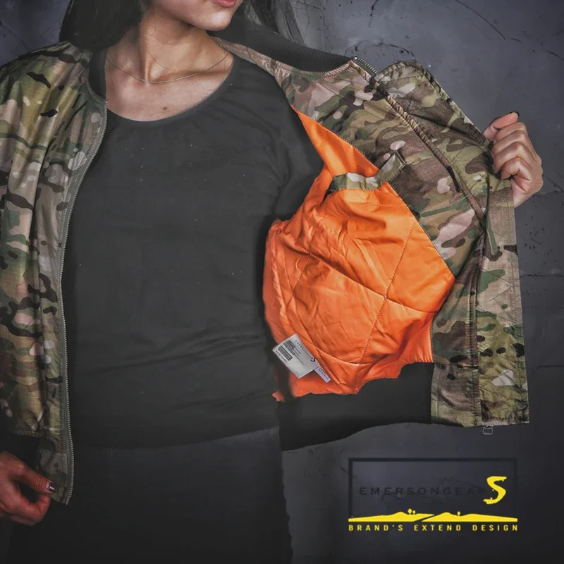 Emersongears feminino ma1 estilo thermolite jaqueta tático quente inverno camoflage softshell casaco ternos commuter caminhadas diárias