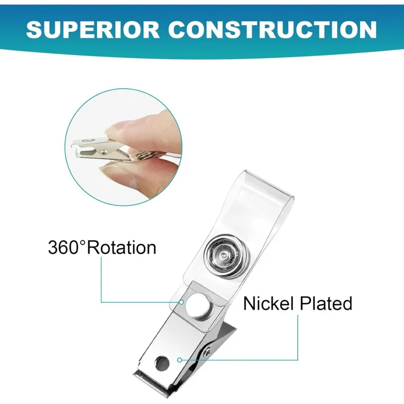Name Tag with Clip，25 Set of Name Tag Holders and Metal Clips Transparent PVC Horizontal Name Tag ID Card Holder Waterproof ID C