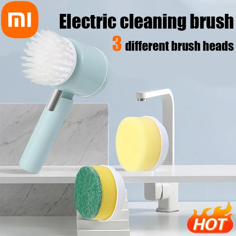 Xiaomi MIJIA Electric Scrubber Spin Cleaning Brush Power Scrubber With 3Replaceable Brush Heads Electric Cleaning Brush Bathroom