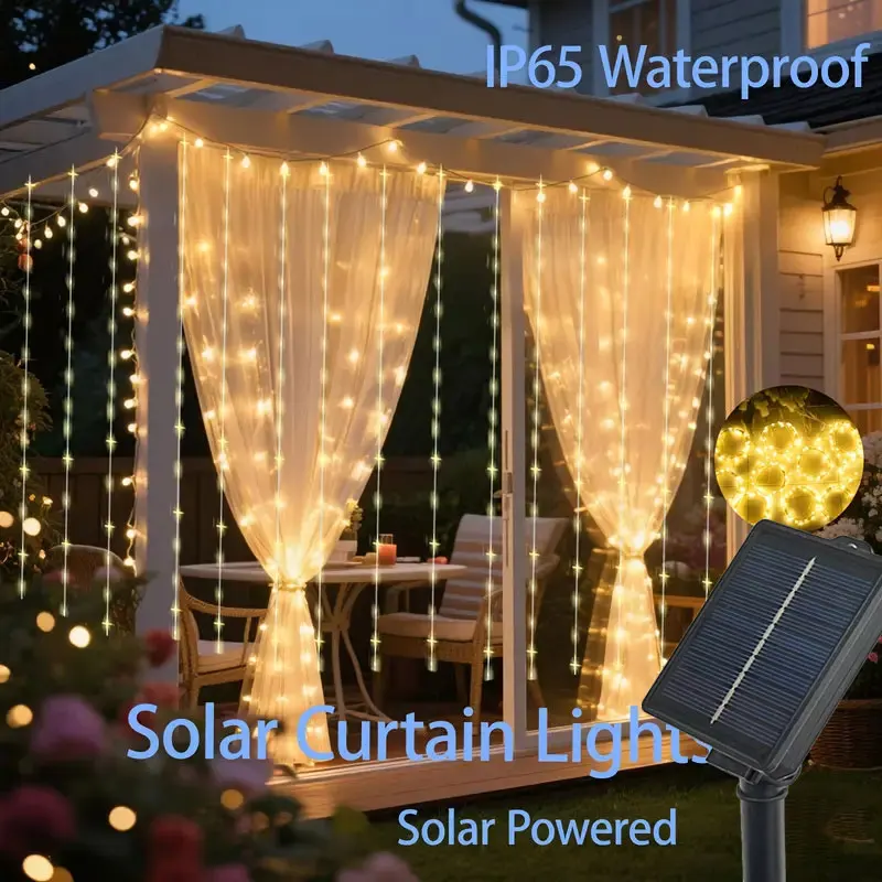 

Solar Curtain Fairy String Lights Solar LED Outdoor Lights 100/200/300/600 LEDs with 8 Mode Outdoor Camping Christmas Decoration