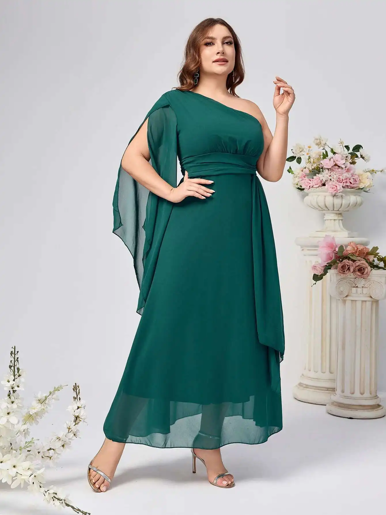 

Лето 202, новое женское шифоновое платье с диагональным вырезом, большого размера, платье для свидания, банкета, вечеринки 2024, летние элегантные повседневные Y2k