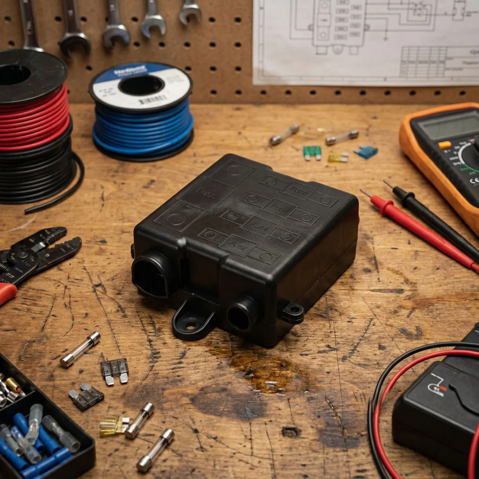 

For Electrical Systems 5-way Fuse Box Power Distribution 115*94.8*37mm 12V And 24V Applications 200 A For MIDI Fuses