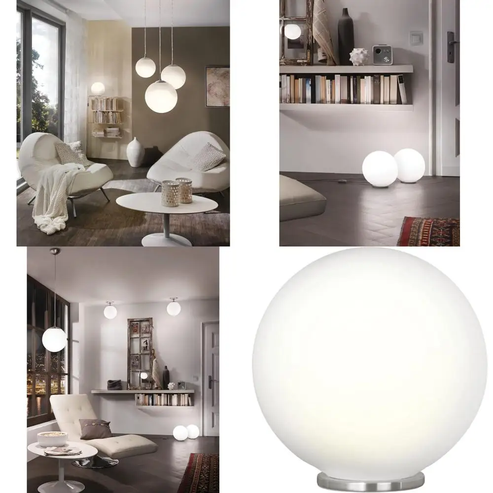 

Настольная лампа с круглым стеклянным плафоном для гостиной, спальни, общежития и офиса, 60 Вт, 10 дюймов, серебристый/опаловый цвет