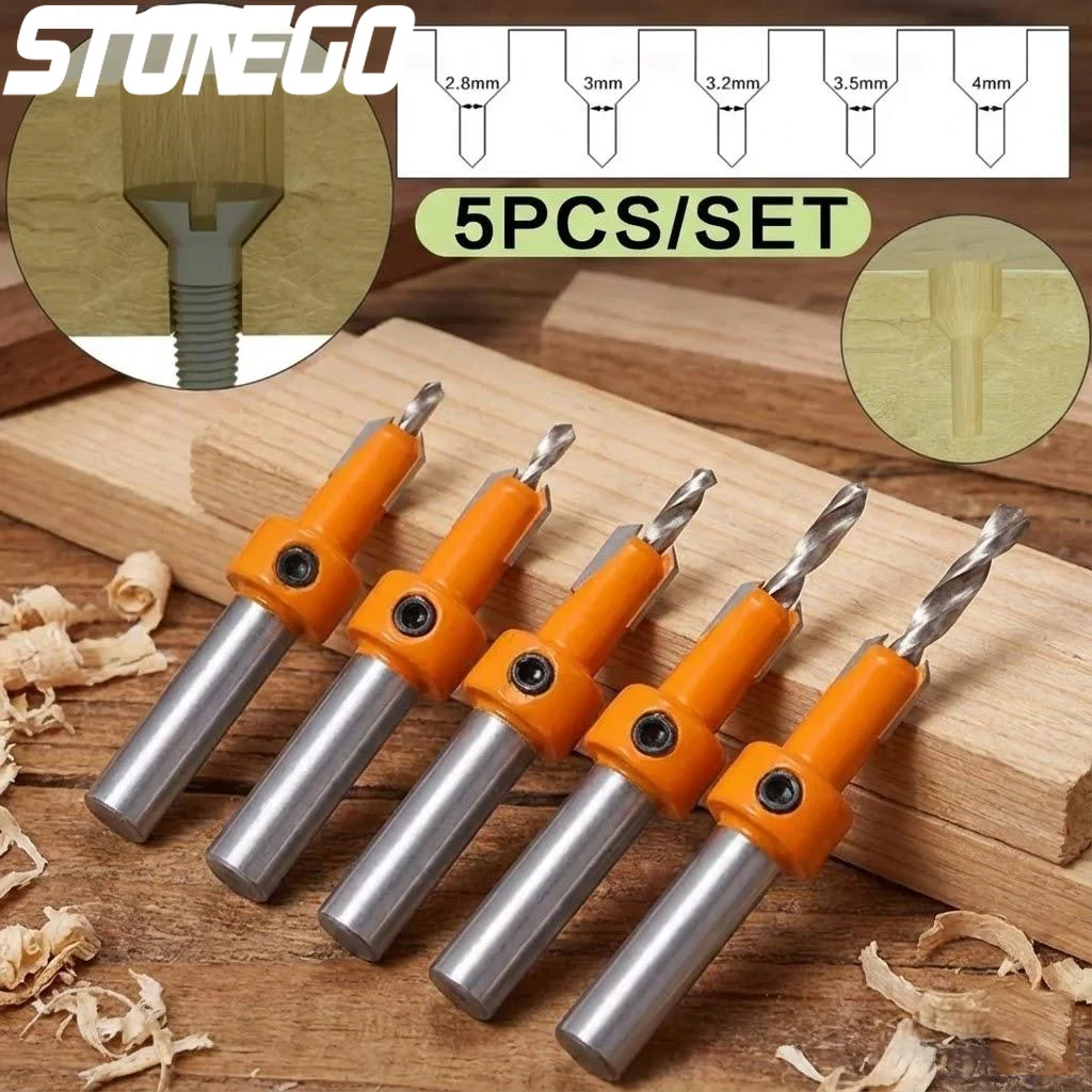 

High Speed Steel Countersink Bit 8mm Shank Wood Milling Cutter with YG6X Carbide Tip Durable 45# Steel for Woodworking Tools
