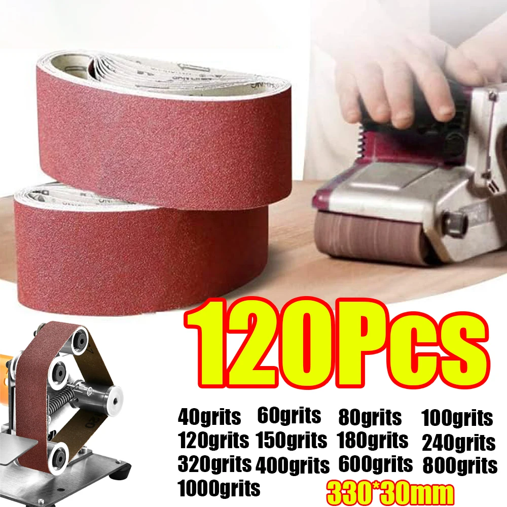 

10-120Pcs Sanding Belts 330x30mm Wood Soft Metal Polishing Sandpaper Abrasive Bands 40-1000 Grits for Sander Power Tools