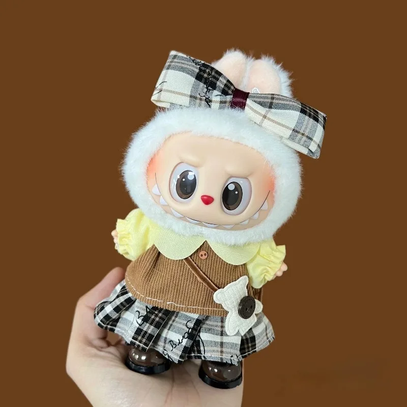 2025 Nieuwe 17 cm Labubu Blind Box Cosplay Kostuum Set - Verwisselbare Handgemaakte Kikker & Varken Thema Pluche Rok Poppenkleding