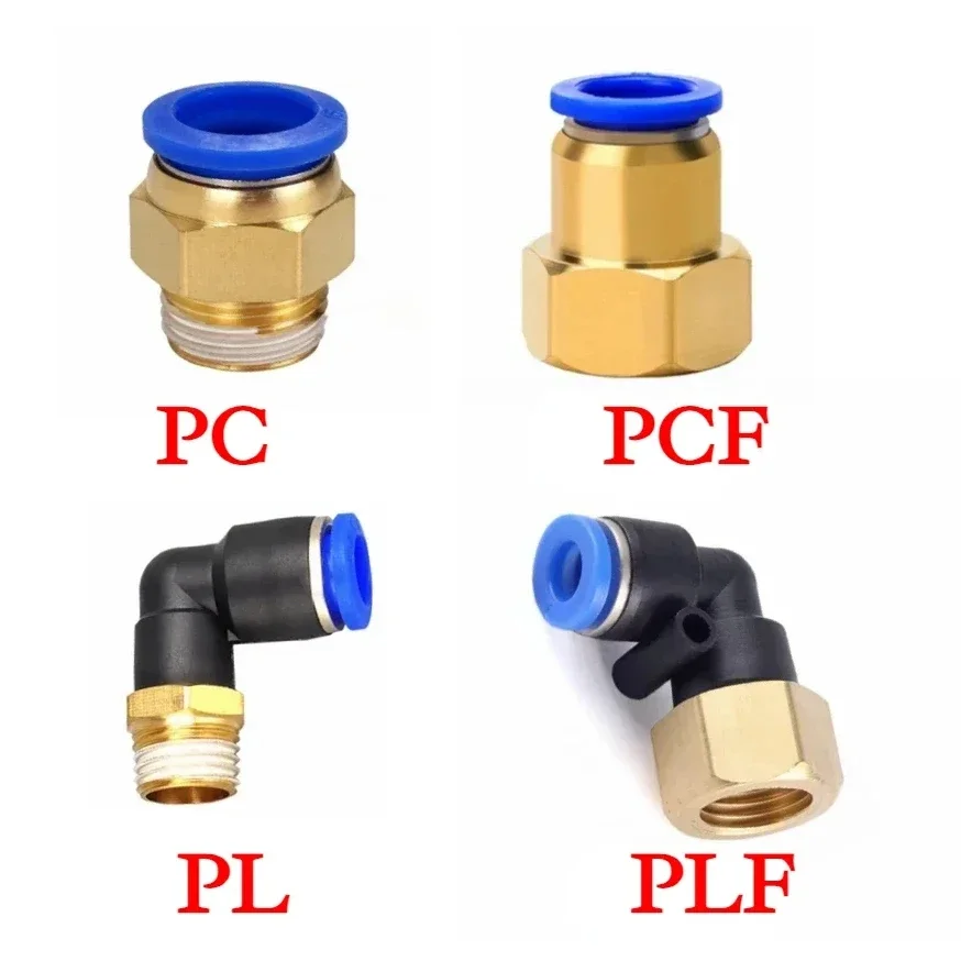 Tubo de encaixe pneumático do ar, empurrar no conector, compressor da liberação rápida, PC, PCF, PL, PLF, M5, 1/8 \