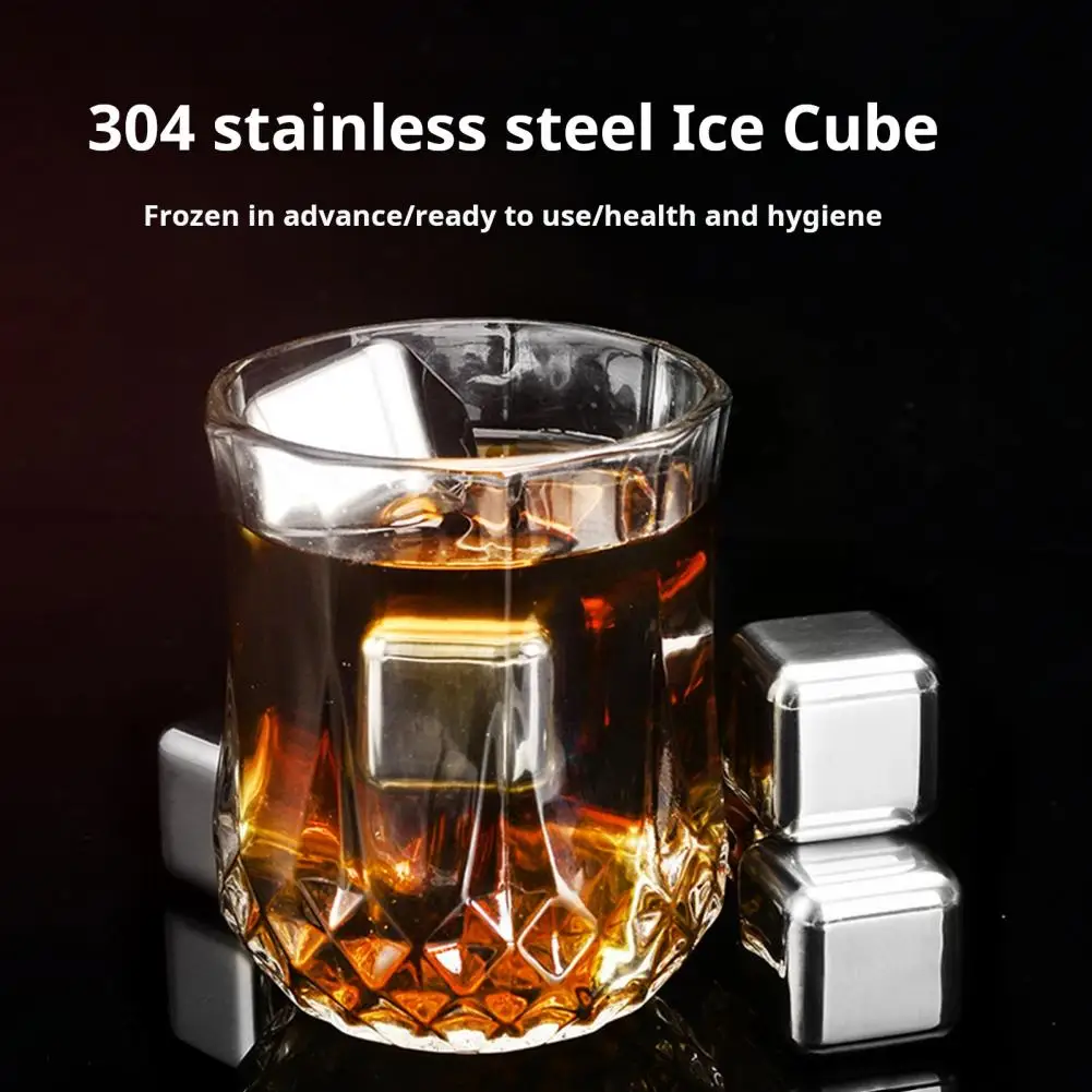 8 Uds. De cubitos de hielo de 2,7 cm con pinzas de acero inoxidable, caja de almacenamiento de whisky, piedras enfriadoras para bebidas, cubos para Vodka, ron, cerveza
