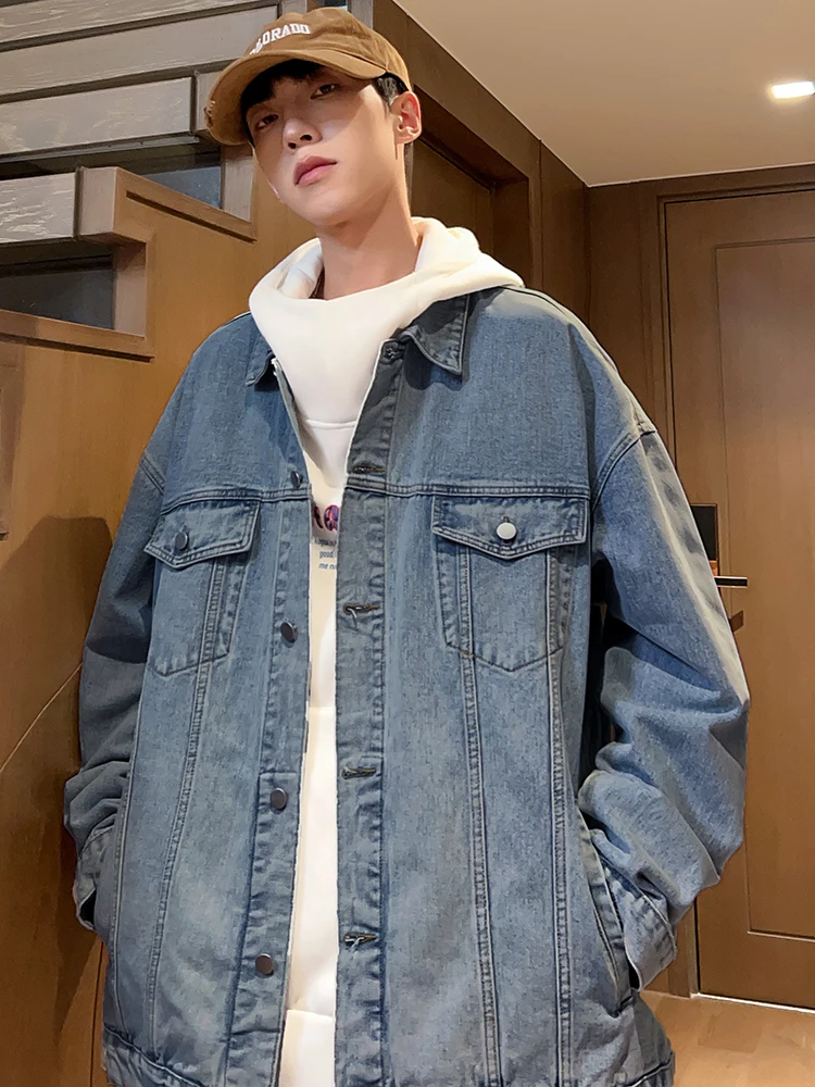 

American Retro Men's Denim Jaet Spring Autumn Casual High Street Loose Workwear Jaet Cotton Blend Fabric Long Sve