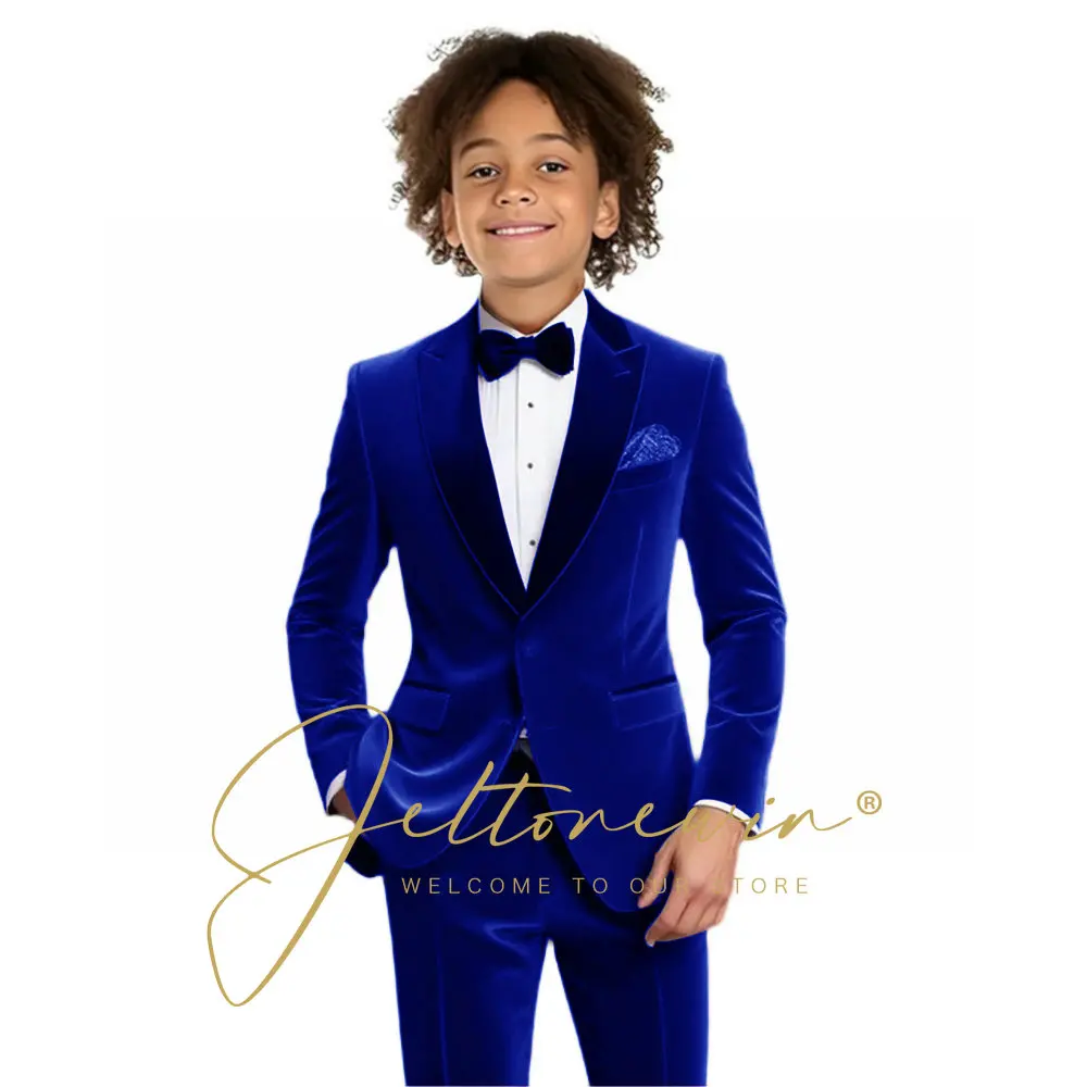 Kids Birthday Dress Baby Boys Burgundy Velvet Blazer Jacket Pants Photograph Suit Children Wedding Performance Party Wear