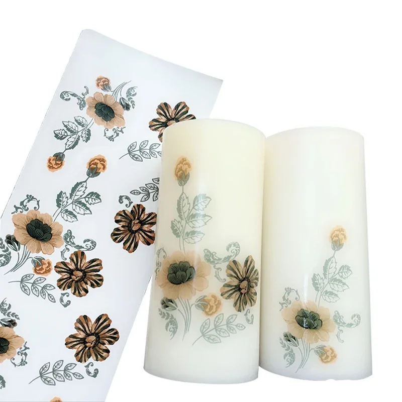 Candle Flower Transfer Paper Aromatherapy Candle DIY Cylindrical Candles Glass Cup Transfer Paper Decorative Flowers