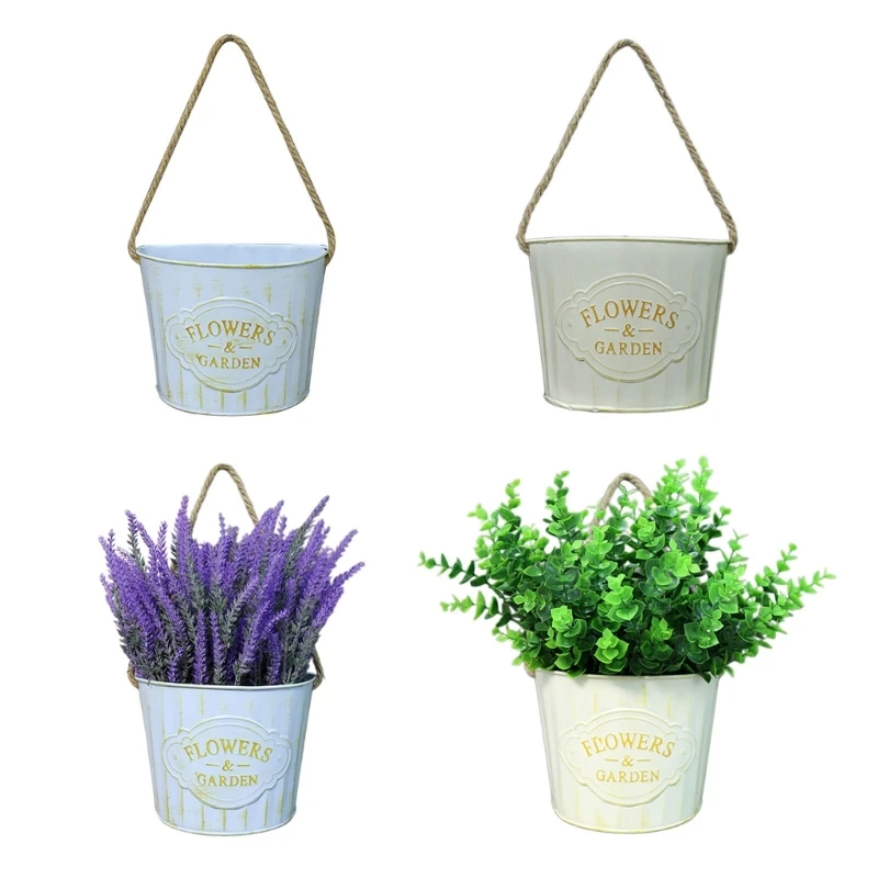 Hanging Flower Succulents Plant Pots Iron Wall Mounted Indoor Outdoor Home Garden Decorations Metal Bucket Flower Basket