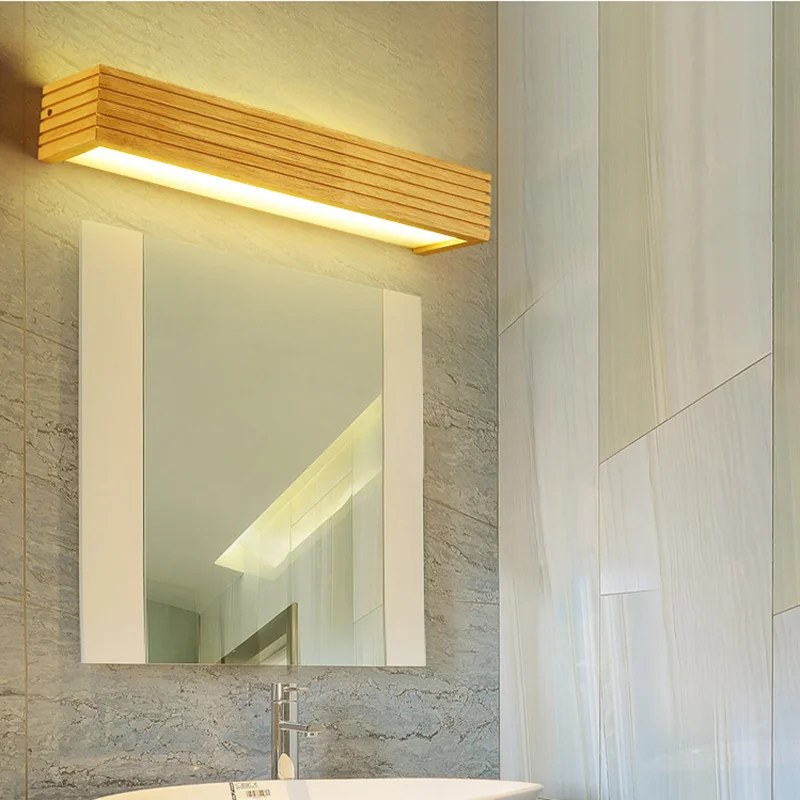 Modern Nordic Rectangle Wood Wall Lamp LED Nature Material Bedroom Decoration Sconce Light Living Room BackGround Simple Lustres