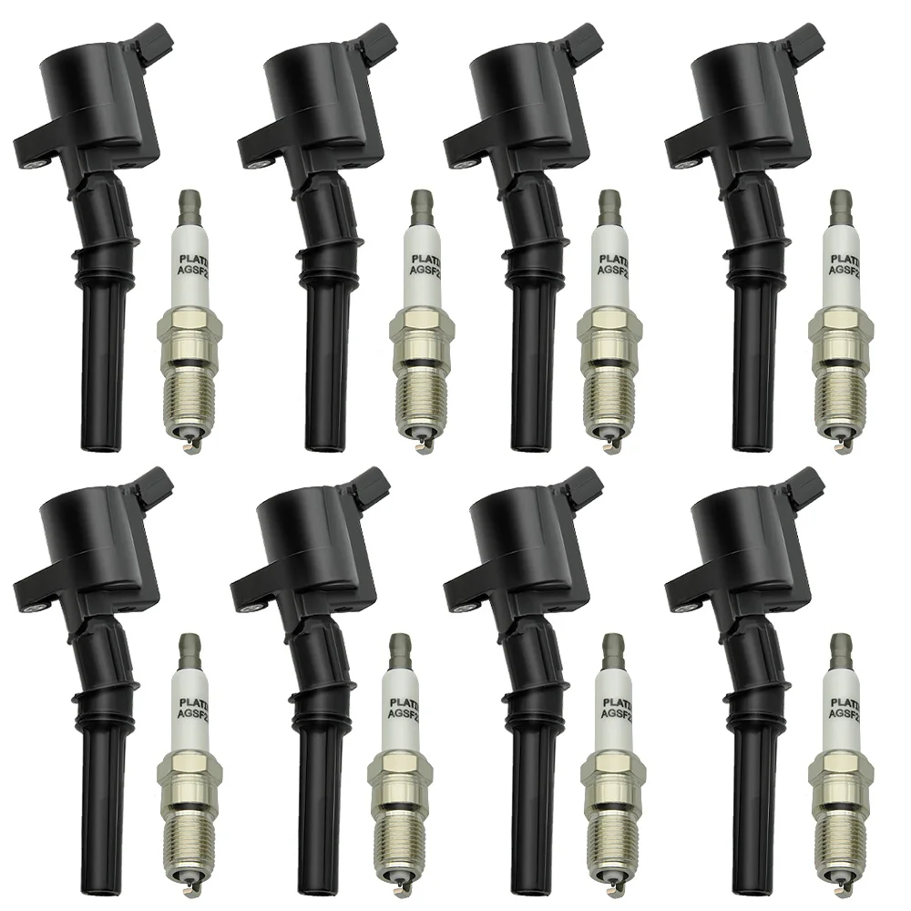 

8 Pack Ignition Coils & 8x Spark Plugs For Ford F150 Lincoln 4.6L 5.4L V8 DG508 FD491 3W7Z-12029-AA
