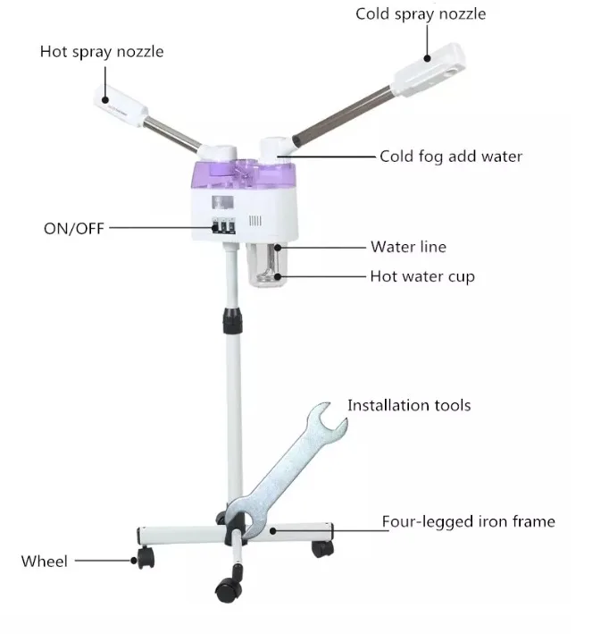 Professional Hot Cold Facial Steamer Vapor Ozone Facial Steamer Skin Moisturizer Pore Deep Cleaning