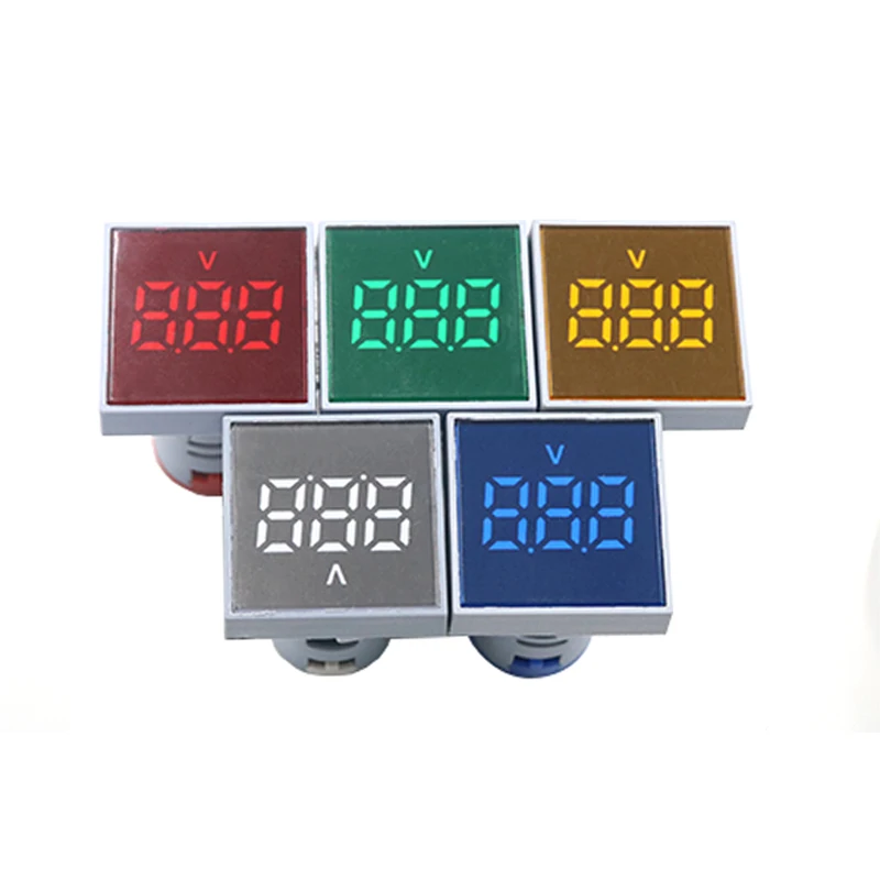 Digital AC Voltmeter 20-500V 22mm Mini Square LED Panel Voltage Meter Monitor Gauge with Backlight for Industrial Control Panel